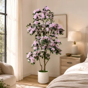 73" Artificial Bougainvillea Tree in Pot, Realistic Pink Flowering Faux Tree
