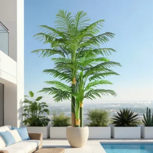 7FT Artificial Palm Tree with Anti-Tip Black Nursery Pot, Lifelike Faux Tropical Plant